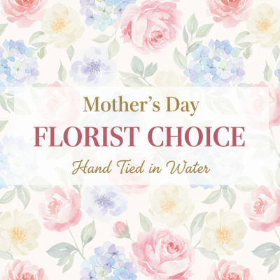 Mother's Day Hand Tied - Our expert local florist will handcraft a gorgeous bouquet, selecting the best seasonal flowers available. Each arrangement is lovingly prepared, elegantly wrapped, and delivered in water for lasting freshness